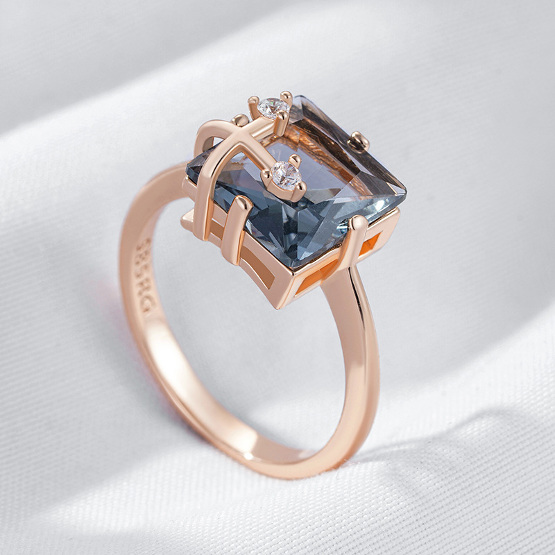 Classic retro ring with stone with zircon