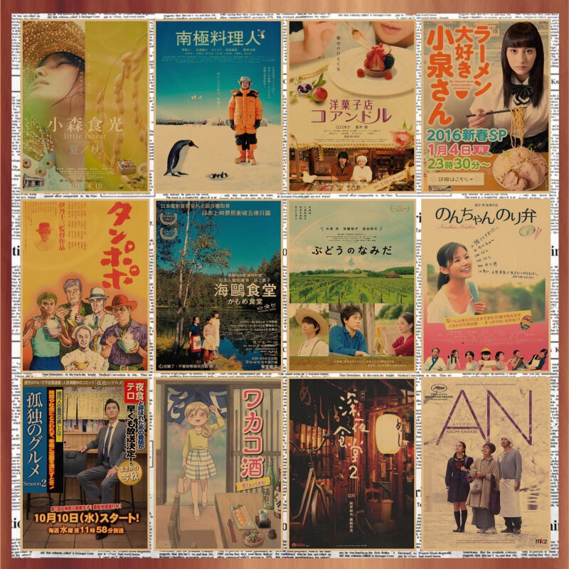 Large size Japanese food movie poster Japanese cuisine sushi restaurant jujiu House Vintage Kraft paper decorative Pictorial