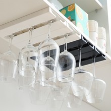 免打孔红酒杯架厨房客厅塑料倒挂架家用高脚杯葡萄酒杯悬挂展示架