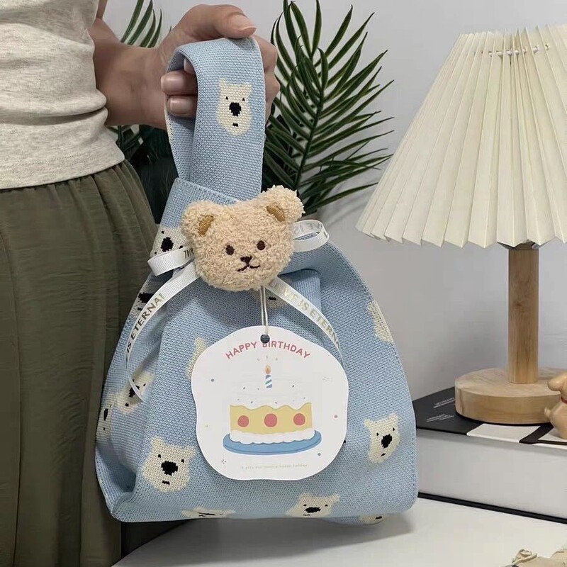 Holiday Candy Gift Bag Knitted Bag Handbag Baby Full Moon Kidsren's Birthday Woven Bag Handbag