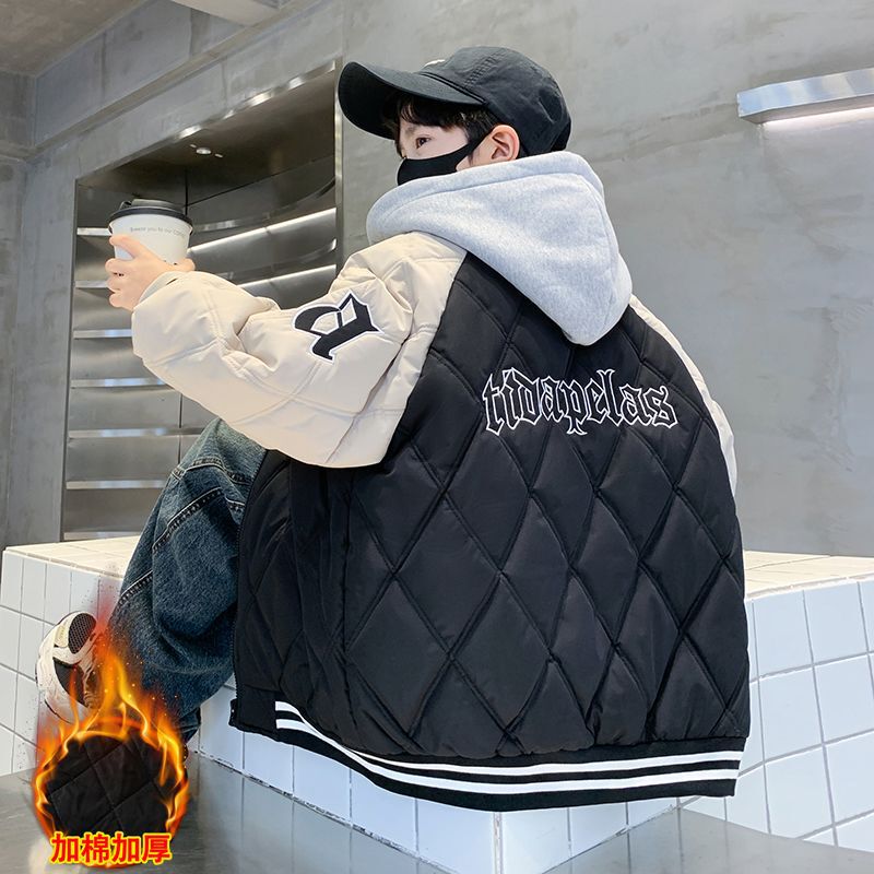 Huzhou Zhili 2025 Winter Boys' Cotton-Padded Jacket for Older Children, Boys' Parka, Thickened Jacket with Fleece and Cotton