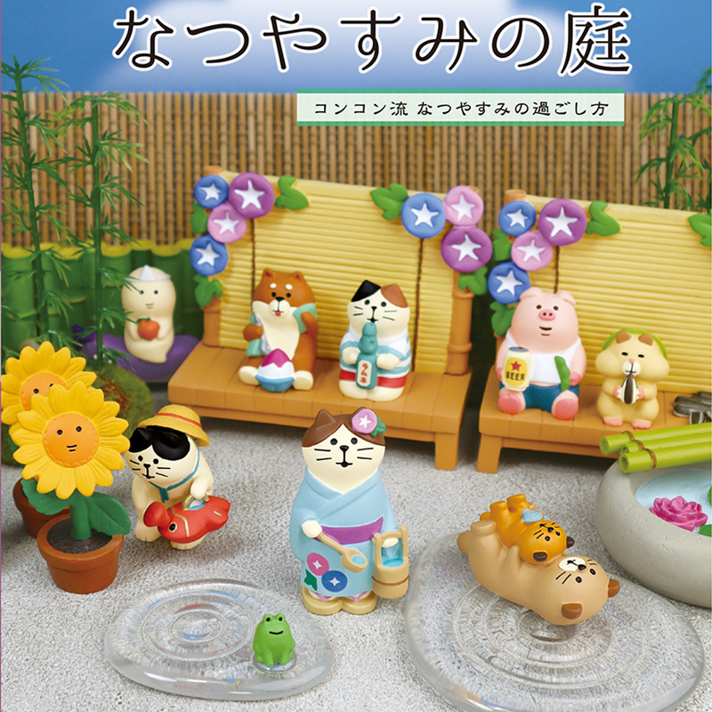 Japanese cat groceries zakka summer courtyard morning glory cute gift INS wind resin crafts ornaments tide play
