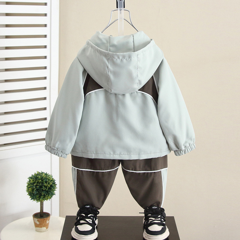 6115 Ropa para niños Chaqueta con capucha de otoño de dos piezas Niño guapo Traje deportivo de primavera y otoño 2025 nuevo bebé