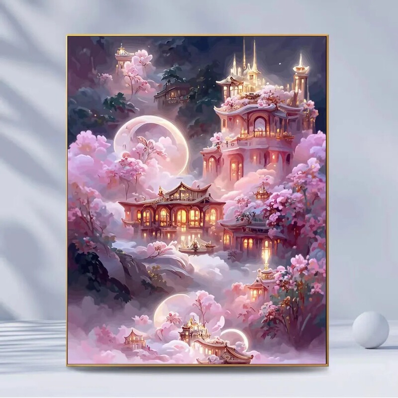 Rose Castle healing scenic spot Diamond painting diy Diamond painting sticking diamond cross stitch decompression bedroom decorative painting gift