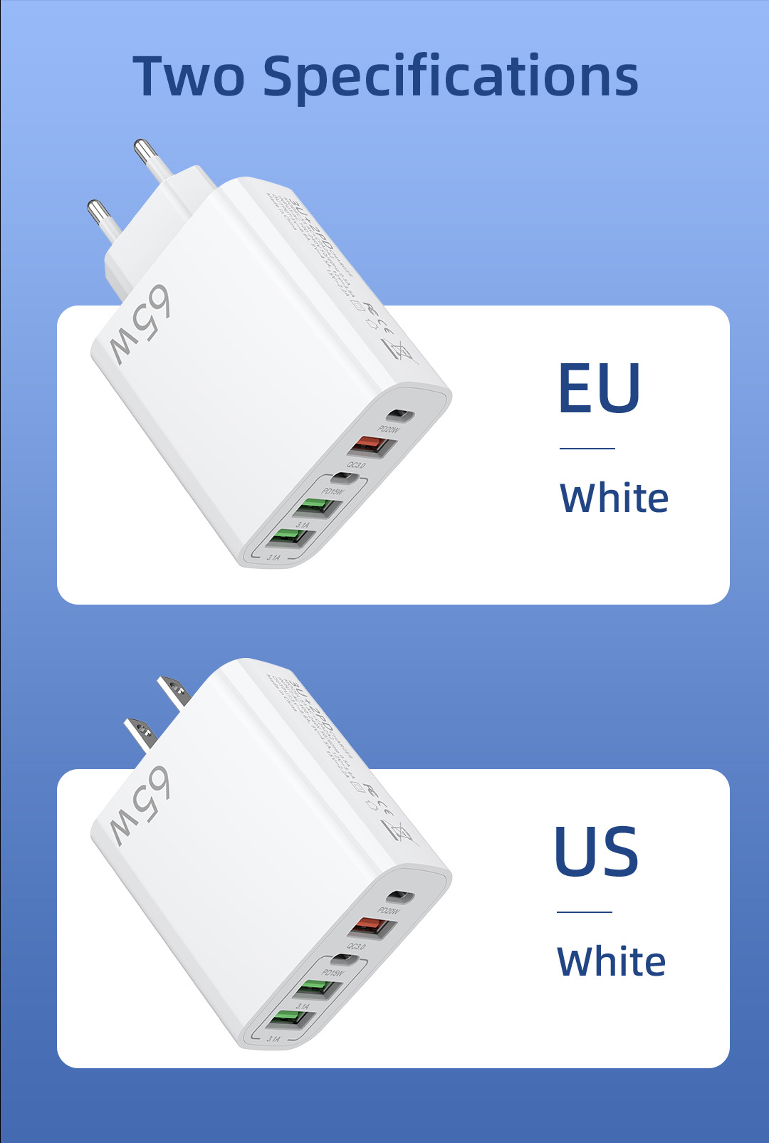 European multi mobile phone charger with dual circuit fast charging head 3USB+2C port, American standard five port_voghion.com