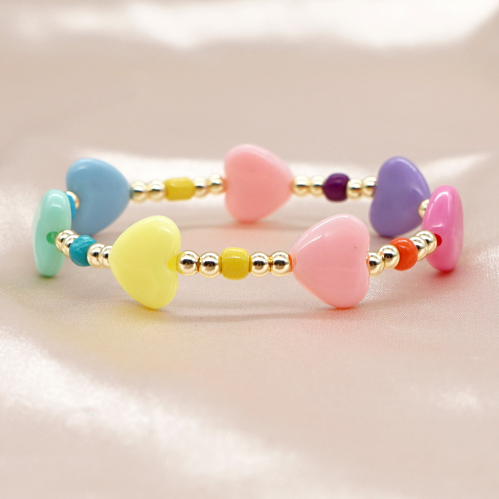 Simple Style Heart Shape Arylic Beaded Womenu0027S Bracelets 1 Piece