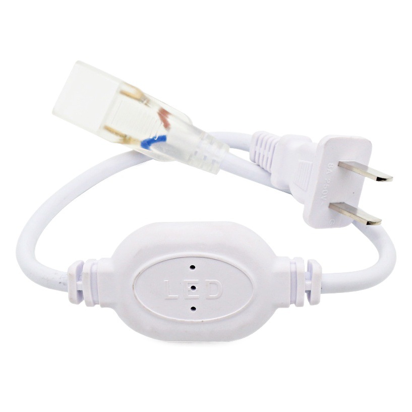 220V tira de luz 2835 tira de luz de alto voltaje cabeza de acoplamiento y cola accesorios de tira de luz LED estándar europeo 5050 enchufe a prueba de lluvia