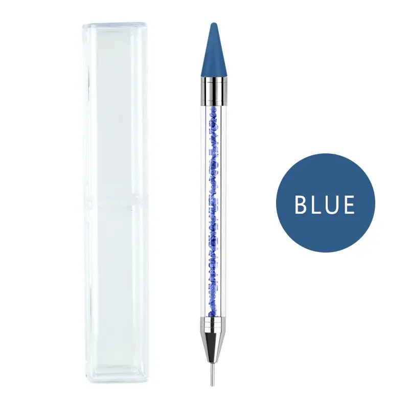 Nail nail drill PEN de doble cabeza de doble propósito pegajoso diamante crayón de uñas diamante joyería punto pluma descarga taladro pluma herramienta de uñas