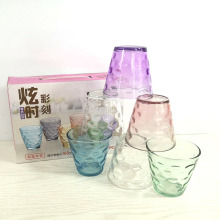 新款炫彩玻璃雨点杯六件套四件套 透明杯 节日活动广告促销礼品