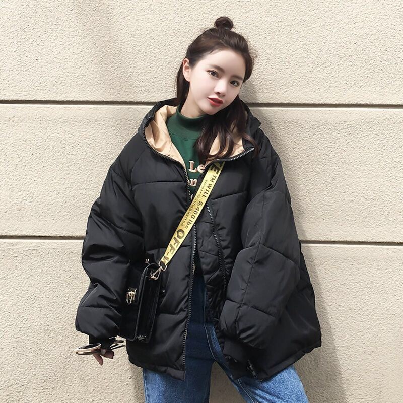New Autumn and Winter Loose Cotton Coat, Large Size Student Wear, down Cotton Jacket, Thickened Puffer Jacket, Short Cotton Coat for Cold Protection
