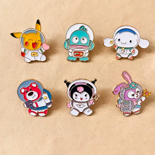 High-End Niche Pikachu Metal Brooch Cartoon Kuromi Cinnamon Dog Badge Cute Student Clothing Accessory