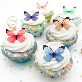 New butterfly cake baking decoration glutinous rice wafer paper B4 watercolor large simulation butterfly baking plug-in