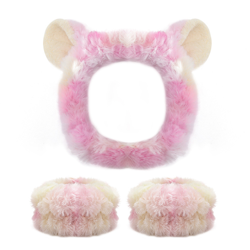 Transfronterizo cara lavado banda para el cabello correa para la muñeca Imitación Piel de conejo color sólido felpa impermeable banda para el cabello Amazon absorbente sudor-limpieza al por mayor