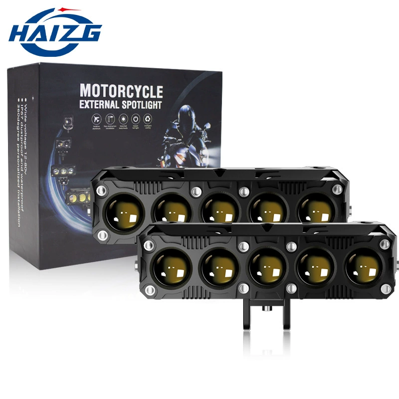 HAIZG Трансграничный мотоцикл прожекла желтый белый двухцветный светодиодный ближний и дальний свет мощность мотоцикл модифицированный фары