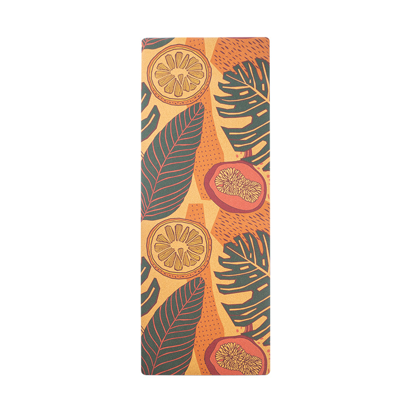 跨境橡胶软木彩色印花瑜伽垫体位线瑜珈垫健身垫yoga mat可印LOGO