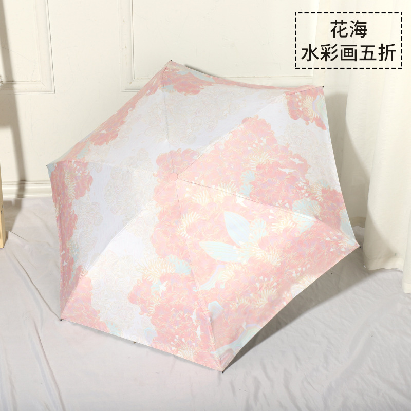 Sombrilla Plegable de Bolsillo con Vinilo Negro y Protección UV para Sol y Lluvia