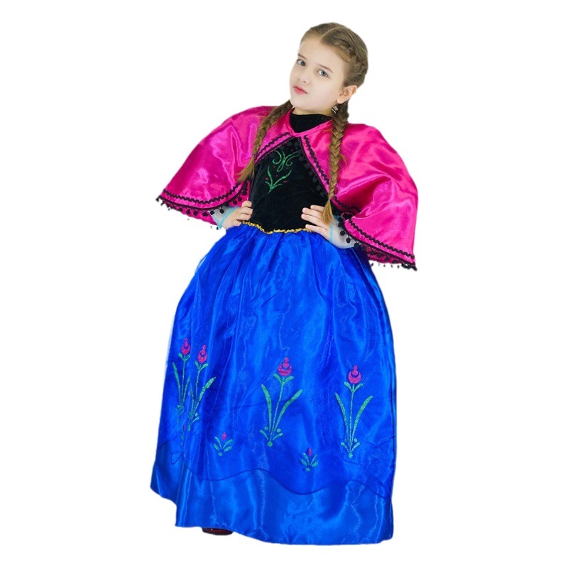 Niña princesa vestido Halloween niños fiesta vestido Cosplay bola niña vestido azul con capa