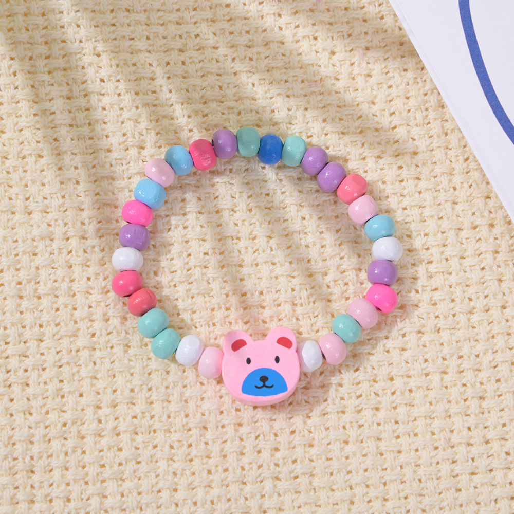 Cartoon Style Heart Shape Wood Kidu0027S Bracelets 12 Pieces