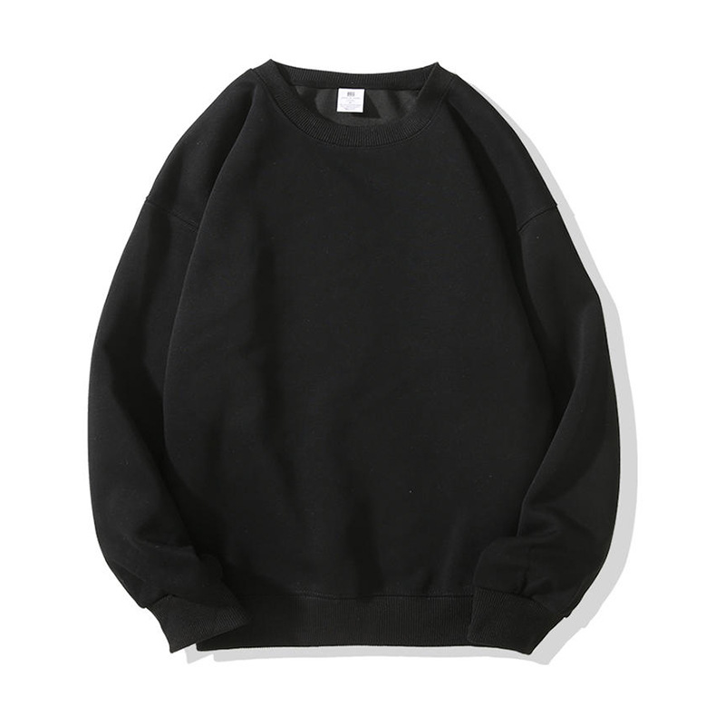 Hua algodón tejido liso de doble cara, hombros cómodos, cuello redondo, suéter de manga larga, camisa publicitaria, ropa de trabajo grupal, logotipo personalizado