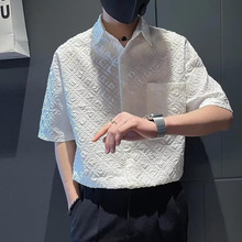 流苏设计感衬衣男士夏季宽松新中式短袖衬衫潮流休闲痞帅半袖外套