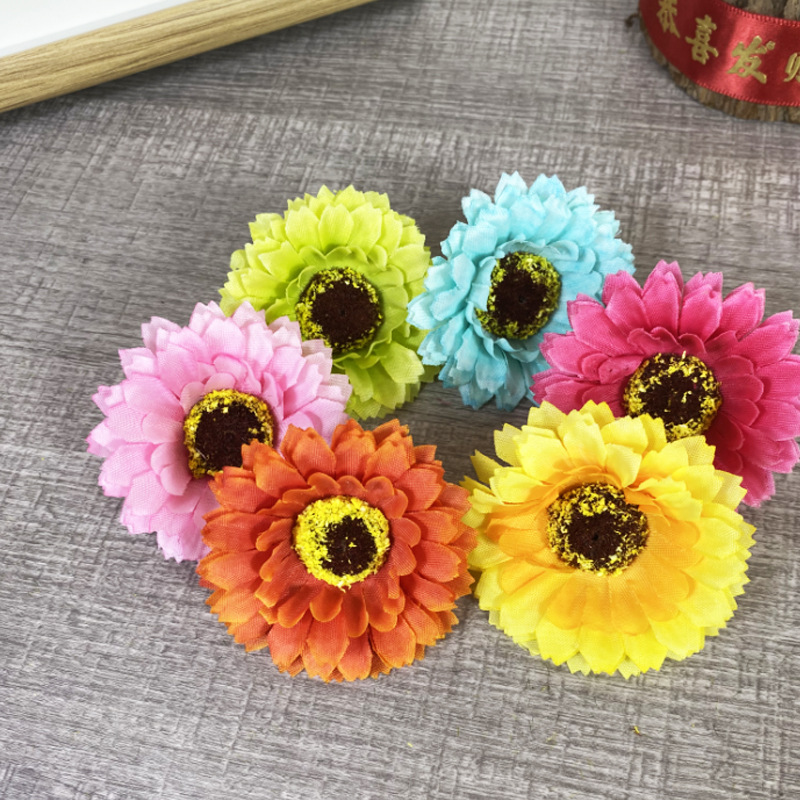 DIY立体仿真向日葵小雏菊太阳花假花花朵手工材料花头花串花环批