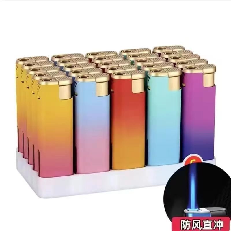 50支高档防风打火机直冲蓝焰包画可充气广告印字批发价便利店包邮|undefined