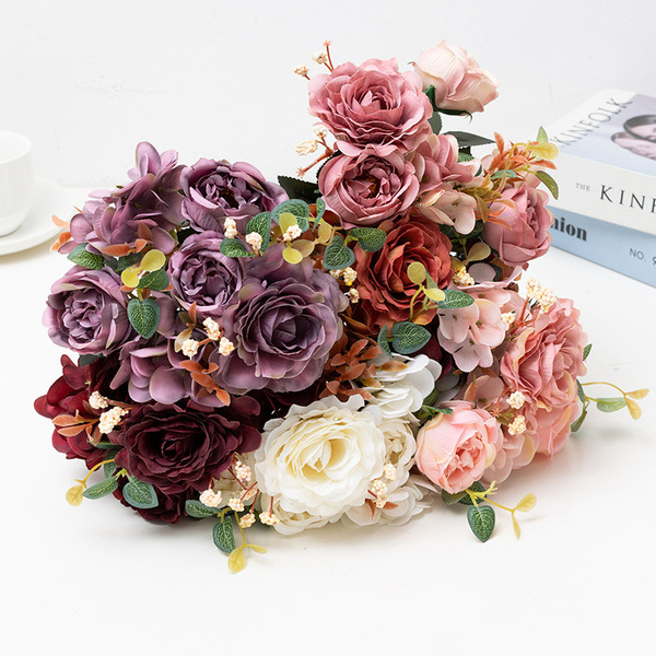 Cross-border simulation bouquet hibiscus rose home table arrangement…