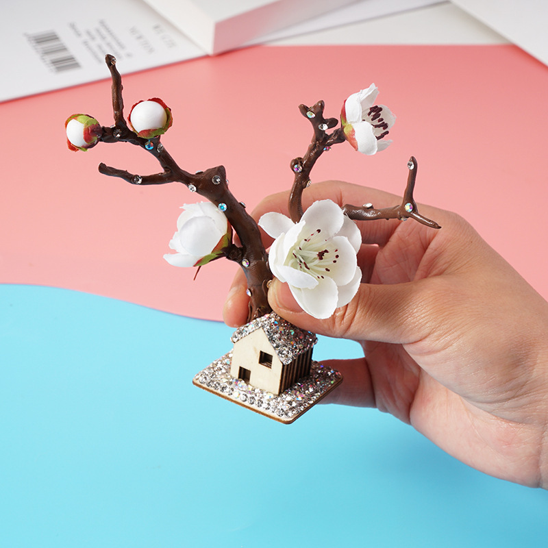 Accesorios para automóviles, diamantes, flores de ciruelo rosas blancas, adornos de flores voladoras, accesorios de regalo creativos de control central, suministros para automóviles
