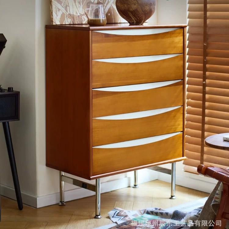 Second-Hand Solid Wood Chest of Drawers Bedroom Bedside Chest of Drawers Living Room Wall-Mounted Retro Storage Cabinet Sofa Side Cabinet Side Cabinet