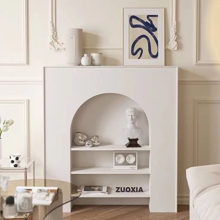 French-style fireplace cabinet decorative cabinet for indoor living room, black and white minimalist homestay entryway photography shelf storage cabinet