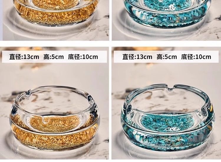 New Chinese Style Gold-Rimmed Ashtray Accessible Luxury Home Living Room Office Club Hotel High-End Gold Foil Turquoise Ashtray
