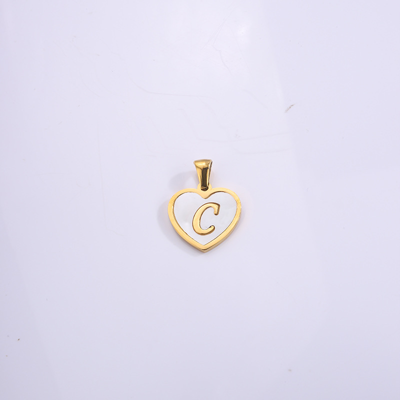 Nuevo colgante de corazón de melocotón de acero de titanio, accesorios de concha de letras inglesas, colgante pequeño, joyería de amor de bricolaje, collar a juego