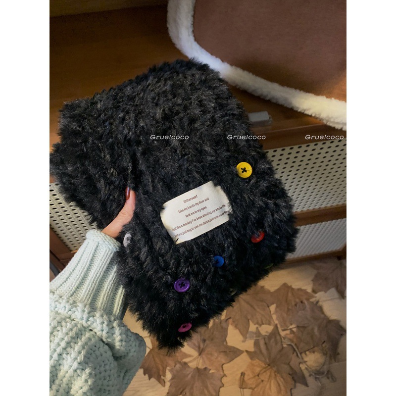 [흰사슴 같은 스타일의 단추 스카프] 블랙 (고품질)