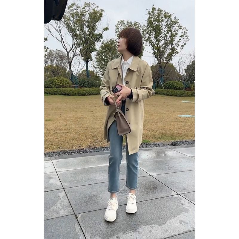 高级感卡其色风衣女2025春秋款时尚英伦韩版薄款显瘦中长款外套|undefined
