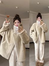 2023冬新款水貂绒外套女立领加厚皮毛一体中长款毛毛皮草大衣