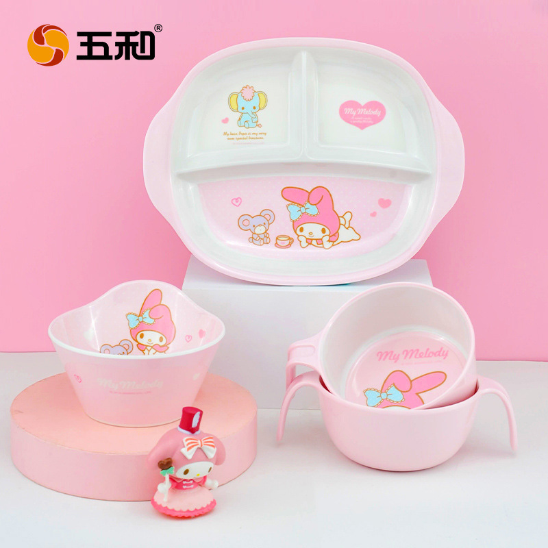Sanrio Melody Children's Tableware Set Bowl Plate Bowl Spoon Baby Food Bowl Plate Cup Cute Bowl Sanrio Melody Children's Tableware Set Bowl Plate Bowl Spoon Baby Food Bowl Plate Cup Cute Bowl