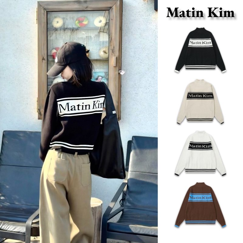 [In Stock] Korean matinkim Letter Jacquard Long Sleeve Knit Cardigan for Men and Women, New Autumn and Winter Sweater Coat