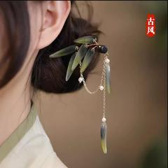 Bamboo hairpin, bamboo leaf hair accessory, tea set accessory, bamboo hairpin, fresh and simple Hanfu, ancient style daily national style hairpin, ancient costume hair accessory