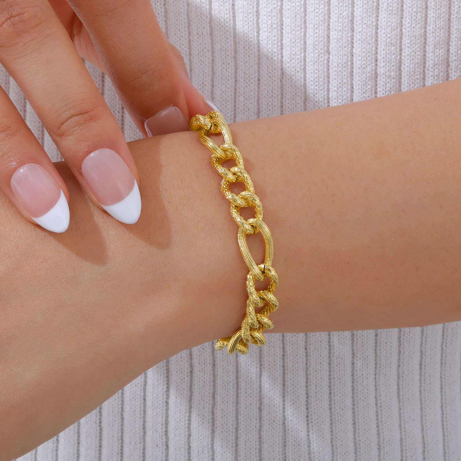 Paperclip Chain Chain Type 1 Piece Quantity Daily Occasion PVD Coated Real Gold Plated Solid Color 304 Stainless Steel Classic Style Waterproof Non Tarnish 304 Stainless Steel Chain Bracelet
