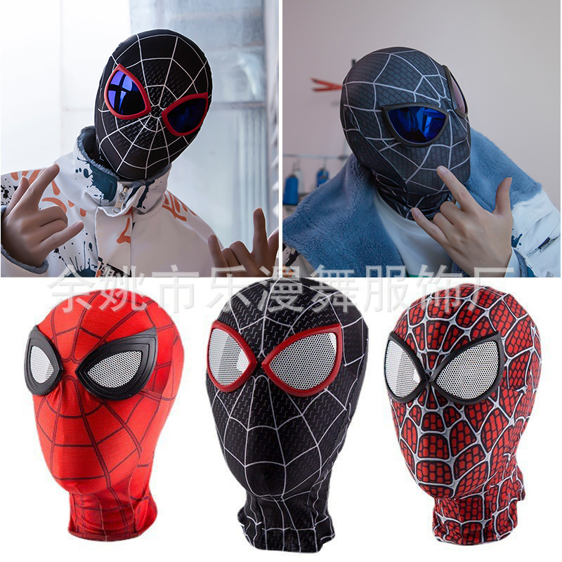 3鋼鉄のスパイダーマンの連体のマイルズのマスクの服装のcos英雄の遠征の頭のカバーのマスクは目のマスクを責めます。|undefined