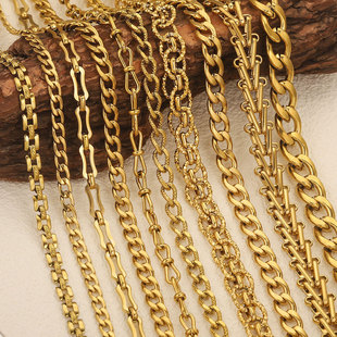 Stainless steel chain 18k electroplated golden NK chain handmade diy necklace chain wholesale 1pcs equal to 1 m
