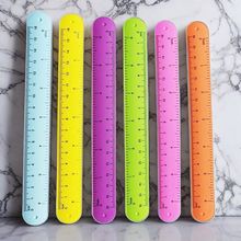 190*22mm印刷尺子硅胶拍拍圈卷缩手环便携拍打手腕带学生学习用品