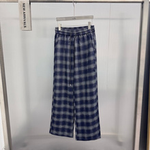 男装秋冬新款休闲裤毛呢格纹阔腿裤时尚抽绳情侣休闲裤潮GTKZ9795