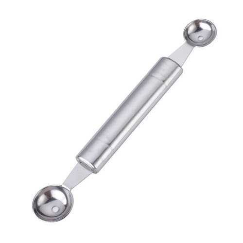 Wholesale factory carved flower knives, two-sided watermelon fruit meat spoons, stainless steel fruit ball scoops, kitchen small tools