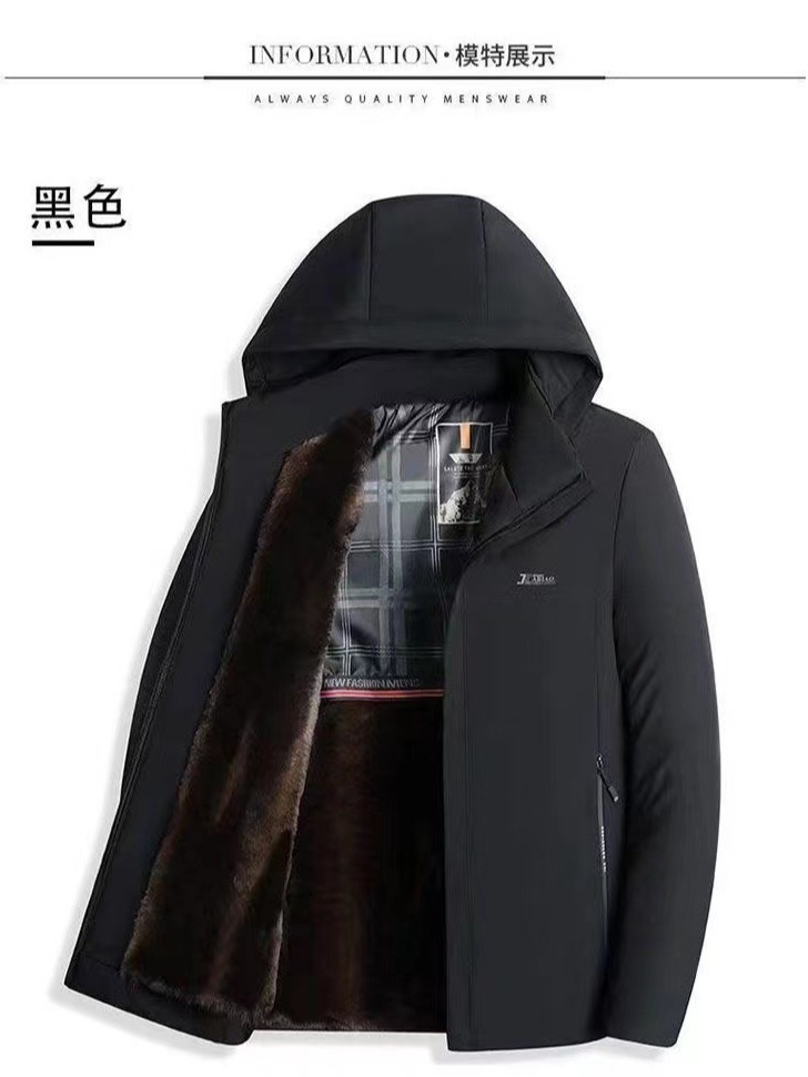 Chaqueta acolchada de algodón de invierno para hombres de mediana edad y ancianos con forro de lana engrosada a prueba de frío Chaqueta acolchada de algodón de papá con capucha a prueba de frío nuevo Abrigo acolchado de algodón