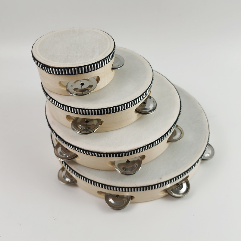 Instrumento de percusión Orff pandereta de doble fila 4 pulgadas 6 pulgadas 7 pulgadas 8 pulgadas 10 pulgadas tambor de mano tambor súper fuerte