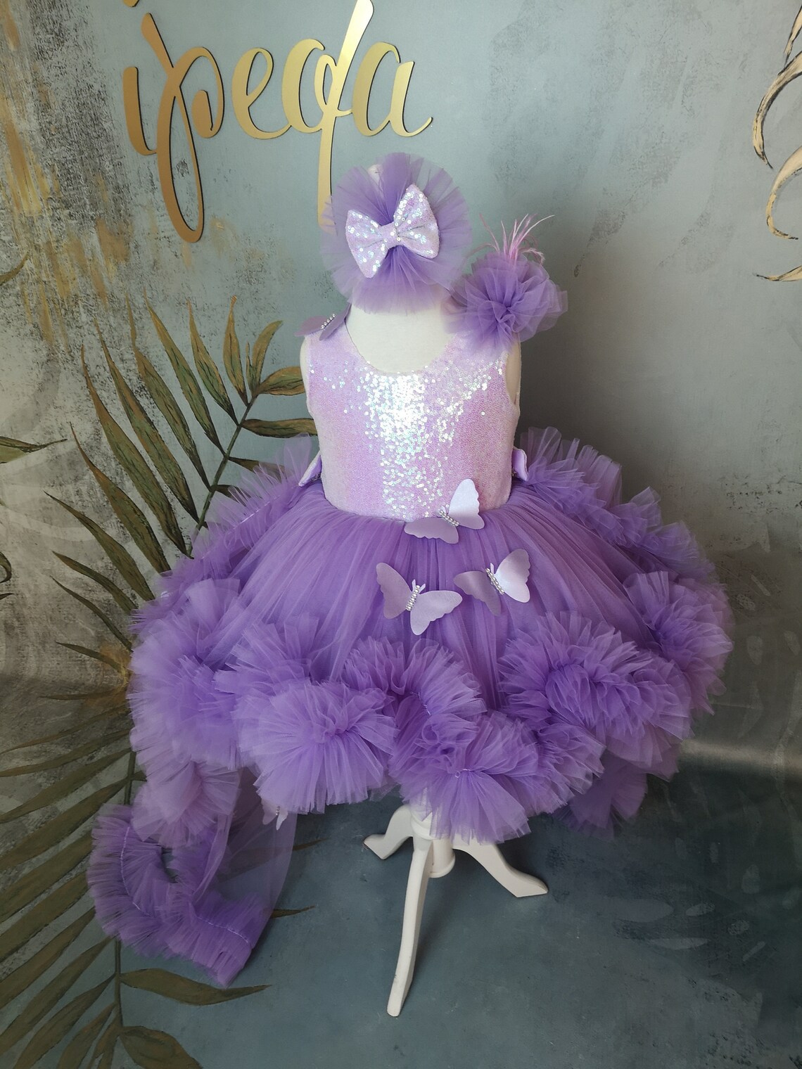 Purple children's evening dress