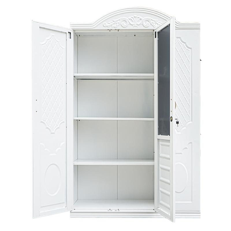 Fábrica de comercio exterior venta directa armario de acero ropa cama armario de almacenamiento dormitorio apartamento armario de almacenamiento en relieve vestuario image 6
