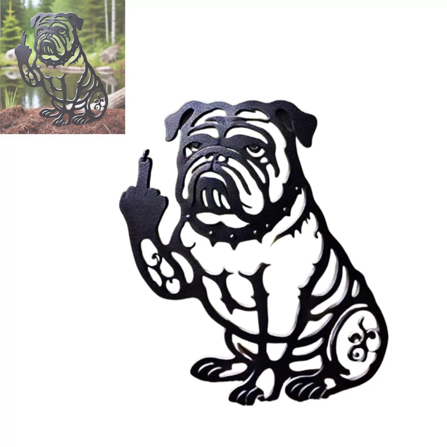 Трансграничный креативный металлический бультерьер с средним пальцем, вставленным в землю, украшение для газона на открытом воздухе, в саду, во дворе, металлические поделки