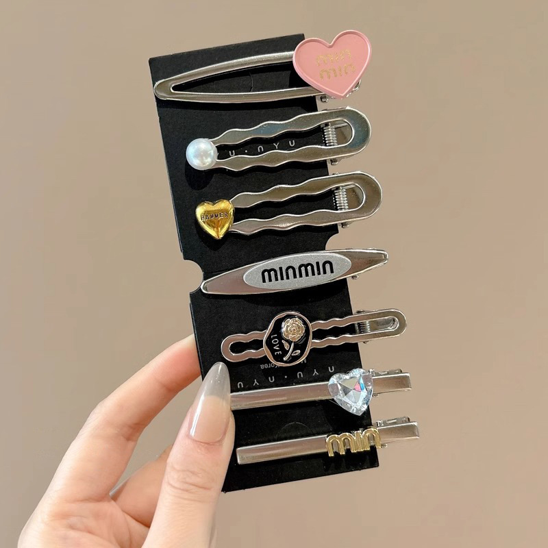 Horquilla de color dopamina, clip de pico de pato de cabello roto coreano femenino, horquilla de sentido avanzado y2k, clip lateral con flequillo, tocado